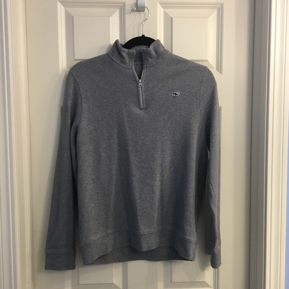 vineyard vines grey cotton quarter zip